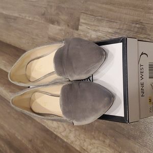 Nine West grey velvet loafers